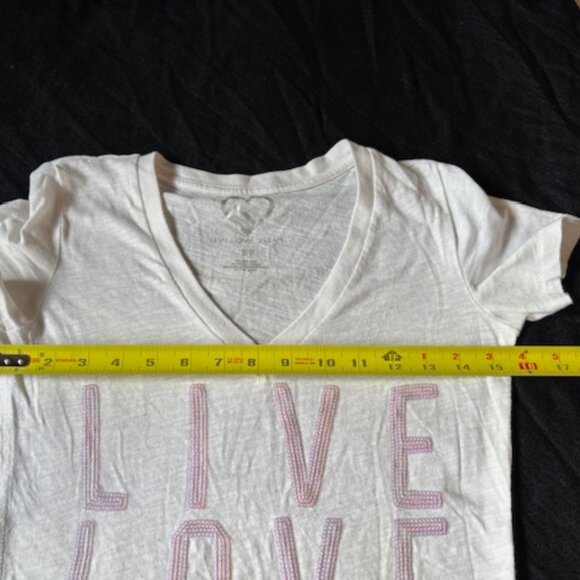 2/ $30 Aero Live Love Dream Sparkly Letters White Sleep Shirt Ladies Size S - Picture 6 of 9
